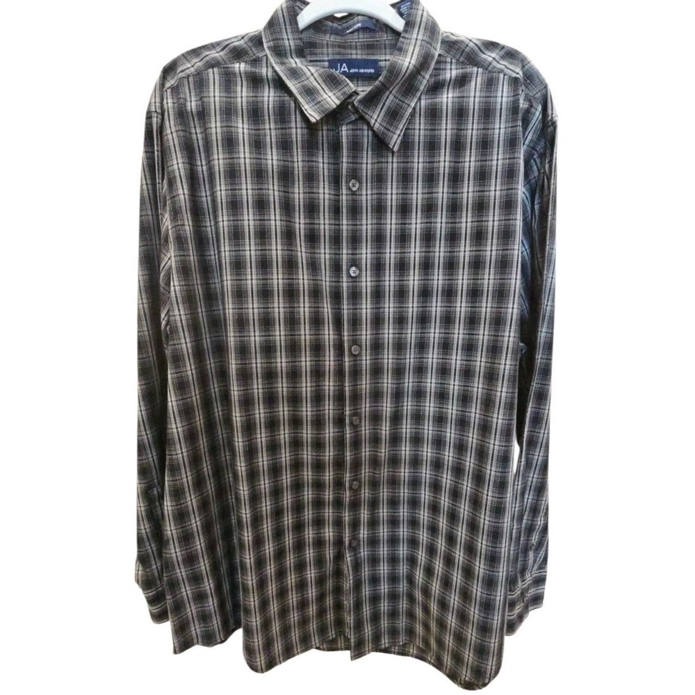 John Ashford men's black plaid Long Sleeve Button Up Shirt Size XXL #066